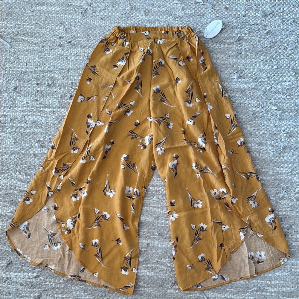 Bishop + Young Wide-Leg Pant / Swimsuit Cover Up Yellow Desert Zen Print Size XS